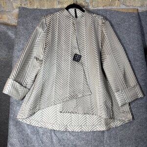 IC by Connie K Jacket XL Champagne Herringbone One Button Asymmetrical Blazer